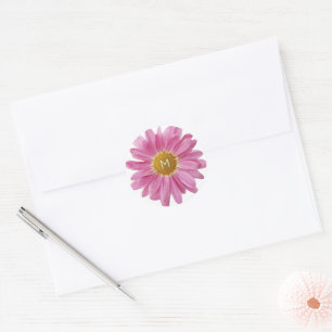 Roze Daisy INITIAAL Lente Modern Kleurrijk Plezier Ronde Sticker