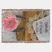 Roze Daisy, Kant en Hoefijzer Westerne bruiloft Deken (Voorkant)