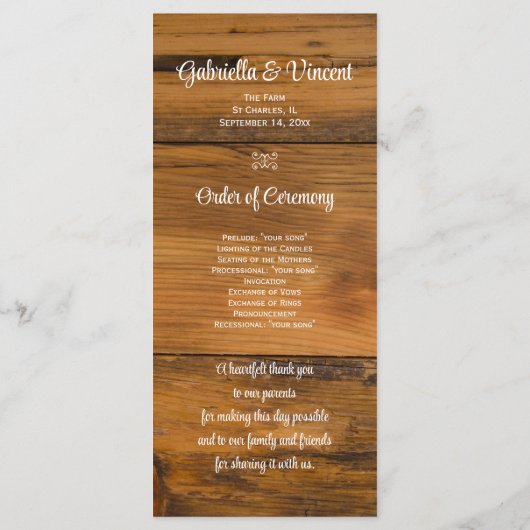 Roze Daisy, Kant en Hoefijzer Westerne bruiloft Programmakaart (Achterkant)