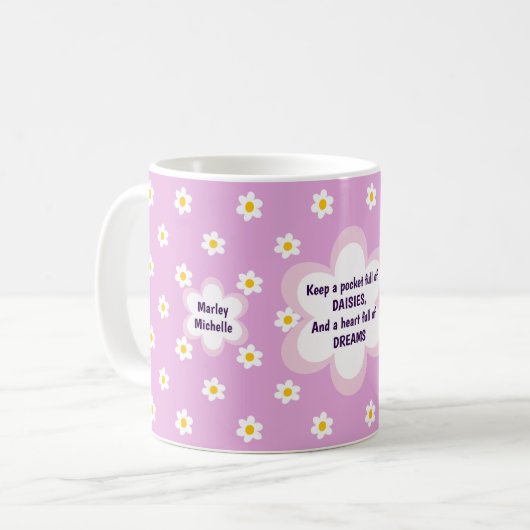 Roze Daisy-ketting Klassiek Koffiemok (Voorkant links)