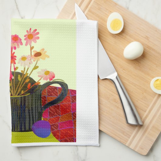 Roze Daisy Kitchen Tea Towel Theedoek (Quarter Fold)