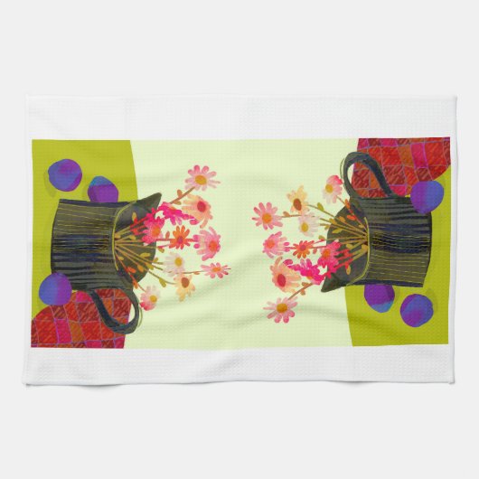 Roze Daisy Kitchen Tea Towel Theedoek (Horizontaal)