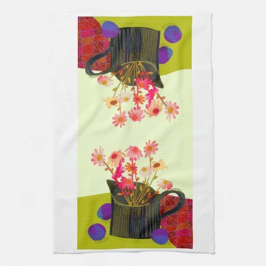 Roze Daisy Kitchen Tea Towel Theedoek (Verticaal)