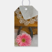 Roze Daisy, Lace en Hoefijzer Wedding Favor Labels Cadeaulabel (Voorkant)