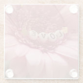 Roze Daisy Love Glazen Onderzetter (Achterkant)