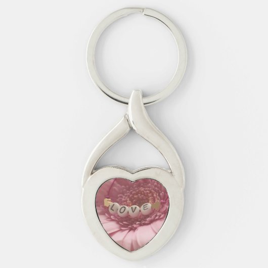Roze Daisy Love Sleutelhanger (Voorkant)