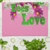 Roze Daisy Love Theedoek (Gevouwen)