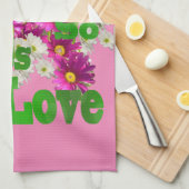 Roze Daisy Love Theedoek (Quarter Fold)