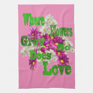 Roze Daisy Love Theedoek