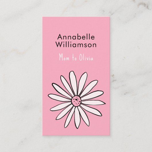 Roze Daisy mama visitekaartje (Voorkant)