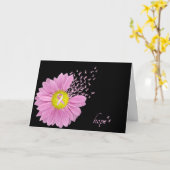Roze Daisy met Hope roze linbbons Kaart (Gele Bloem)