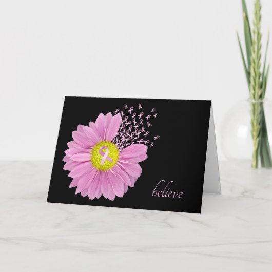 Roze Daisy met roze linten Kaart (Voorkant)