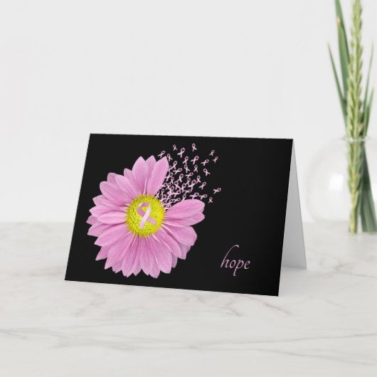 Roze Daisy met roze linten Kaart (Voorkant)
