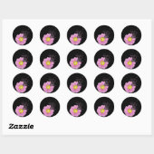 Roze Daisy met roze linten Ronde Sticker (Vel)