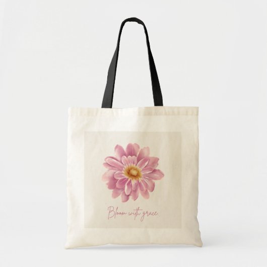 Roze Daisy Minimalistische Tote Tas - Esthetische (Voorkant)