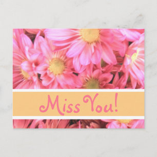 Roze Daisy "Miss You"-briefkaart Briefkaart