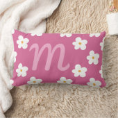 Roze Daisy Monogram, Bubblegum Roze Meisje Decor Kussen (Deken)
