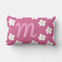 Roze Daisy Monogram, Bubblegum Roze Meisje Decor Kussen
