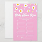 Roze Daisy Naam Race Baby shower Game Activiteit Briefpapier (Voorkant / Achterkant)