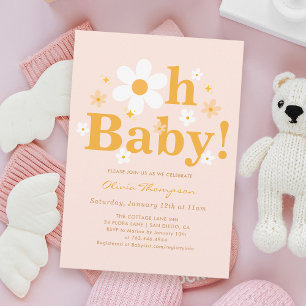 Roze Daisy Oh Baby Spring Baby Meisje Douche Kaart