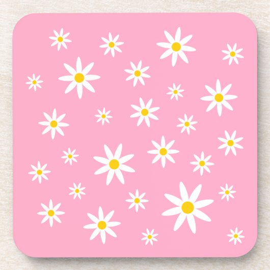Roze Daisy Onderzetters (Voorkant)