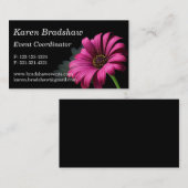 Roze Daisy op Black Event Planner Visitekaartjes (Voorkant / Achterkant)