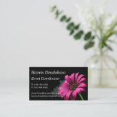 Roze Daisy op Black Event Planner Visitekaartjes (Staand voorkant)