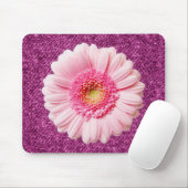 Roze Daisy op de Paarse Denim Boho Mousepad Muismat (Met muis)