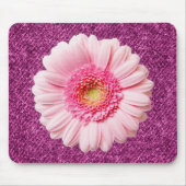 Roze Daisy op de Paarse Denim Boho Mousepad Muismat (Voorkant)