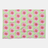 Roze Daisy op Mint Pastel Keuken / Badhanddoek Theedoek (Horizontaal)