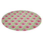 Roze Daisy op Mint Pastel Keuken Cirkel Snijplank (Hoek)