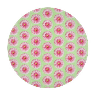 Roze Daisy op Mint Pastel Keuken Cirkel Snijplank