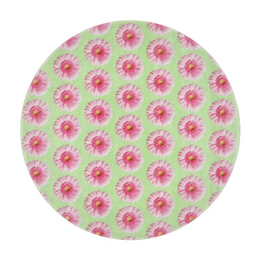 Roze Daisy op Mint Pastel Keuken Cirkel Snijplank (Voorkant)