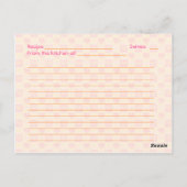 Roze Daisy Oranje Recept Kaart voor de bruid te zi (Achterkant)