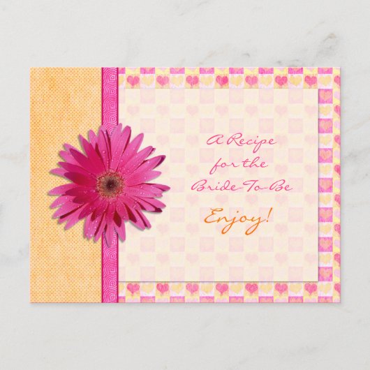 Roze Daisy Oranje Recept Kaart voor de bruid te zi (Voorkant)