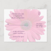Roze Daisy Paarse Damask Wedding RSVP Briefkaart (Achterkant)