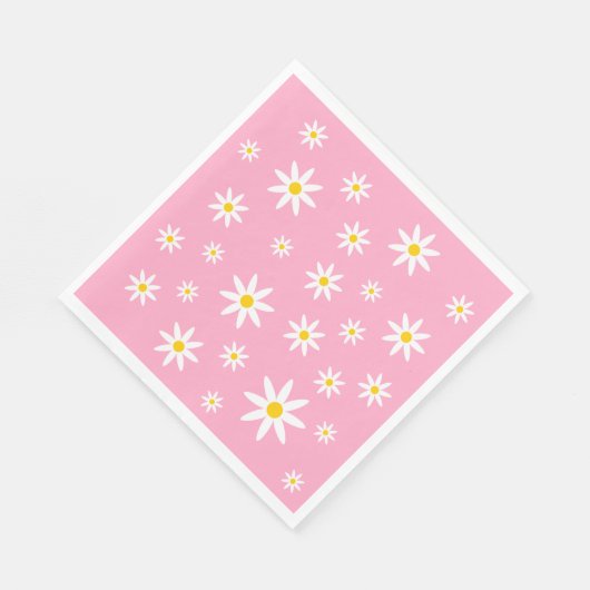 Roze Daisy Papieren servetten (Hoek)