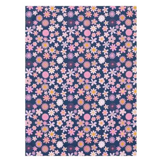 Roze Daisy Patroon 01.bw DBlue BG Tafelkleed (Voorkant)