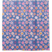 Roze Daisy Patroon 01.bw LBlue BG Douchegordijn (Voorkant)