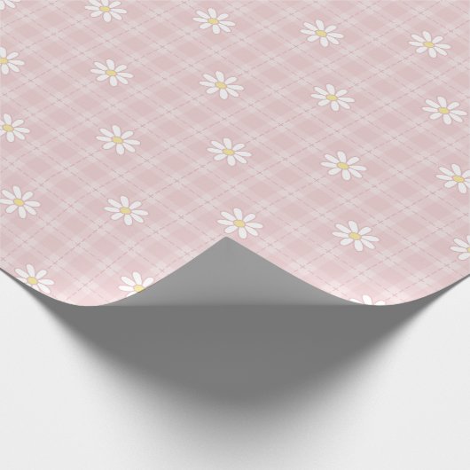 Roze Daisy Pattern Cadeaupapier (Hoek)