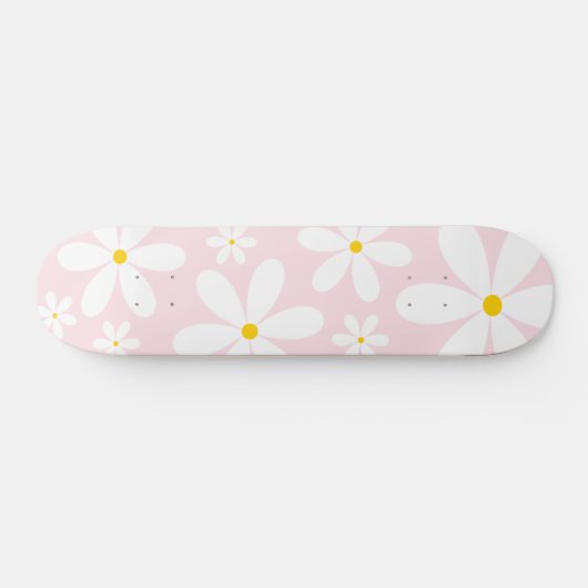 Roze Daisy Pattern Persoonlijk Skateboard (Horizontaal)