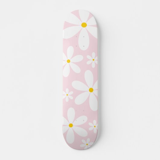 Roze Daisy Pattern Persoonlijk Skateboard (Voorkant)
