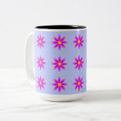 Roze Daisy Pattern Tweekleurige Koffiemok (Voorkant links)