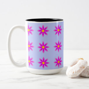 Roze Daisy Pattern Tweekleurige Koffiemok
