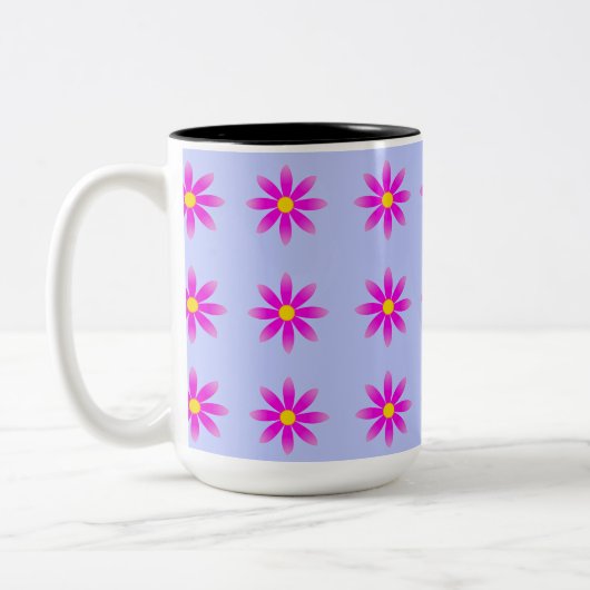 Roze Daisy Pattern Tweekleurige Koffiemok (Links)