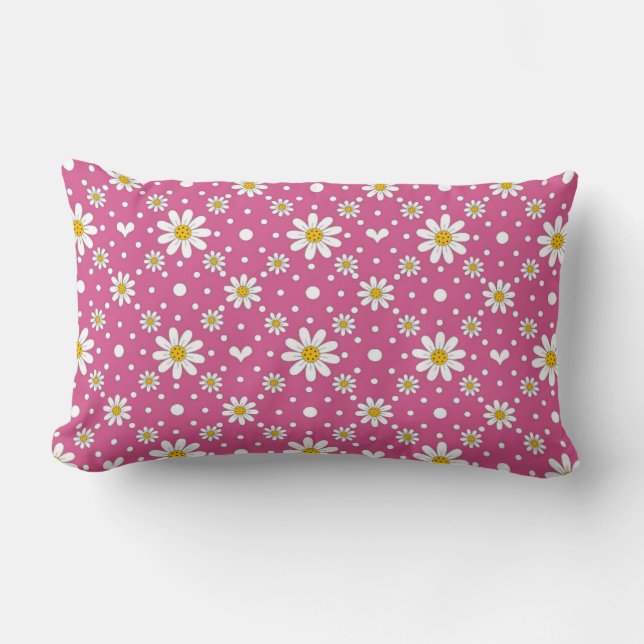Roze Daisy Pillow Kussen (Voorkant)