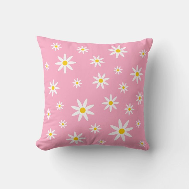 Roze Daisy Pillow Kussen (Voorkant)