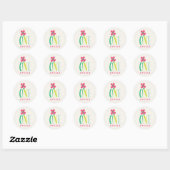 Roze Daisy Pop One Girl's 1e verjaardag Ronde Sticker (Vel)