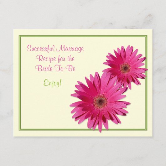 Roze Daisy Recipe Kaart voor een succesvol huwelij (Voorkant)