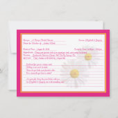 Roze Daisy Recipe Theme Bridal Shower Uitnodiging (Achterkant)